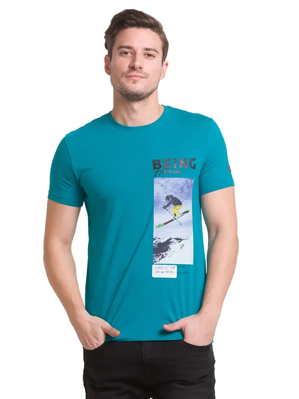 Being Human Clothing Men Regular Fit Crew Neck T-Shirts-Green