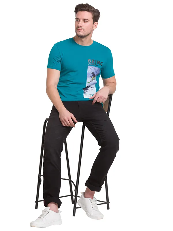 Being Human Clothing Men Regular Fit Crew Neck T-Shirts-Green