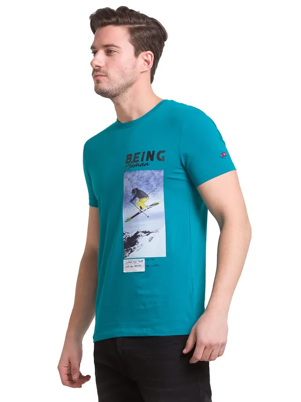 Being Human Clothing Men Regular Fit Crew Neck T-Shirts-Green