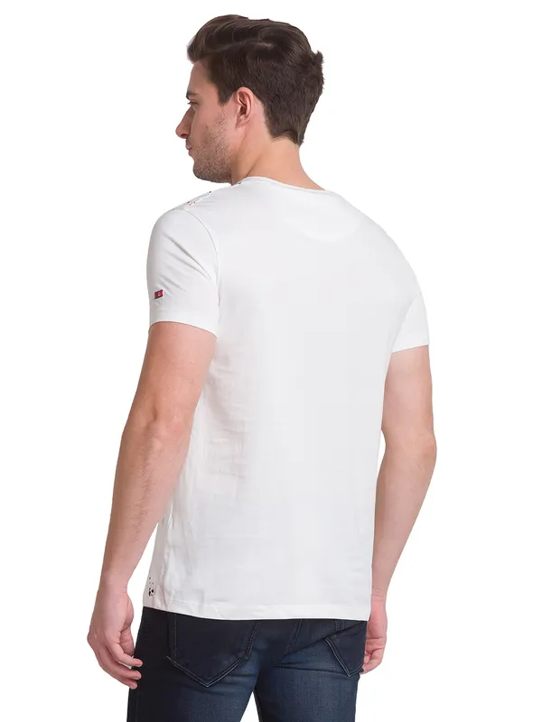 Being Human Clothing Men Slim Fit Crew Neck T-Shirts-Off-White