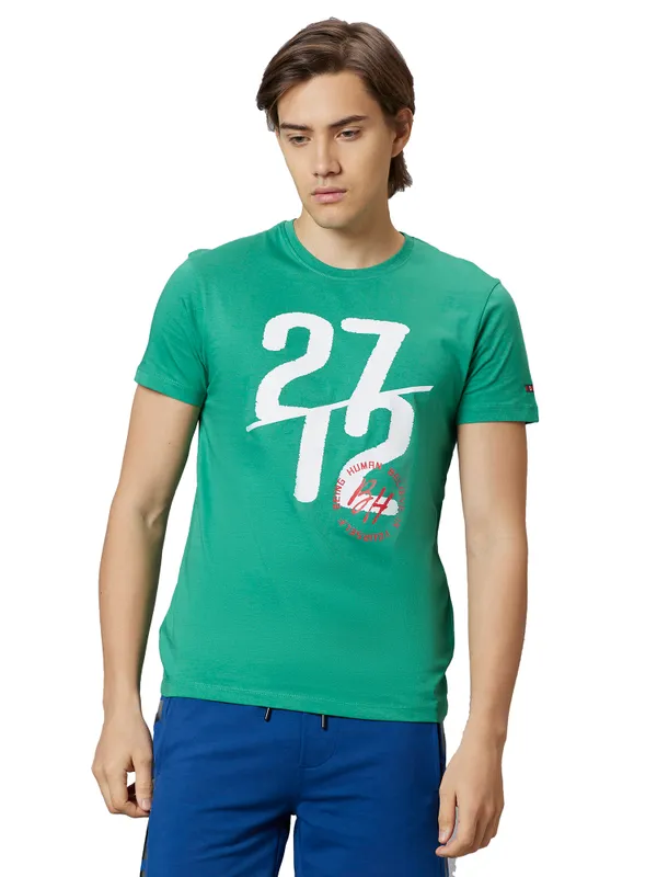 Being Human Regular Fit Men Crew Neck T-Shirts-Green