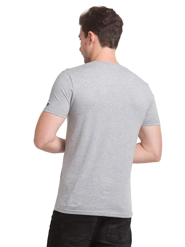 Being Human Regular Fit Men Crew Neck T-Shirts-Grey Melange