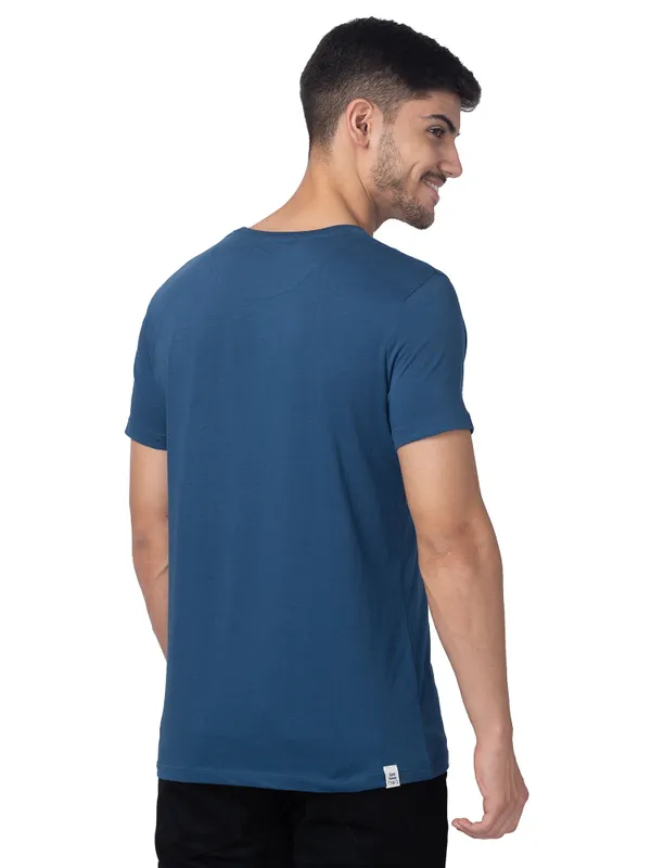 Being Human Regular Fit Men Crew Neck T-Shirts-Ocean Blue