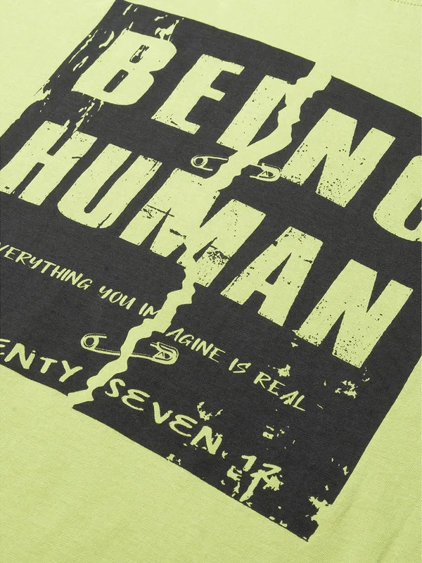 Being Human Clothing Men Regular Fit Crew Neck T-Shirts-Apple Green