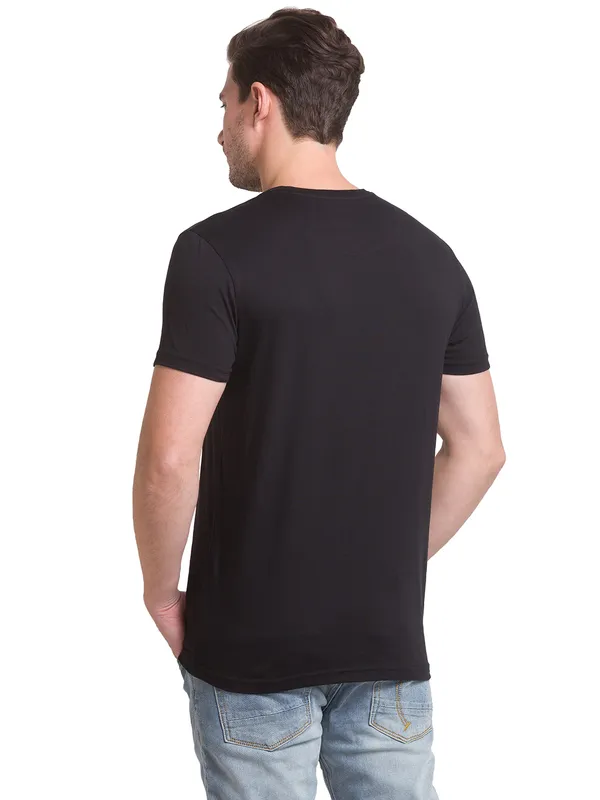 Being Human Regular Fit Men Crew Neck T-Shirts-Jet Black