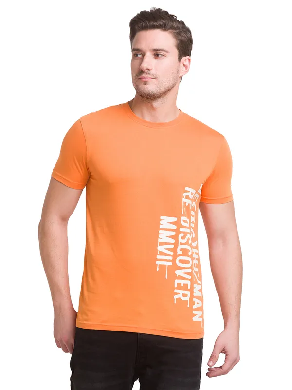 Being Human Regular Fit Men Crew Neck T-Shirts-Amberglow