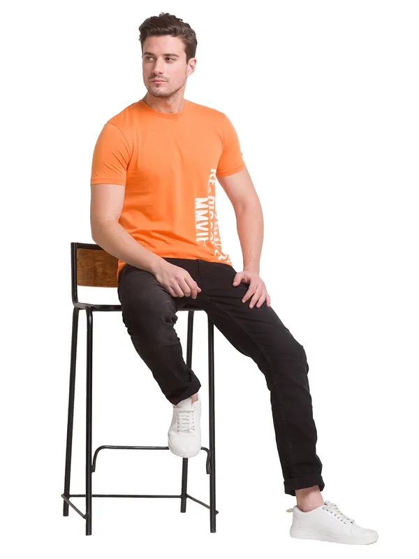 Being Human Regular Fit Men Crew Neck T-Shirts-Amberglow