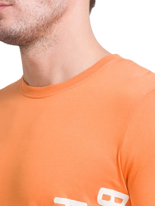 Being Human Regular Fit Men Crew Neck T-Shirts-Amberglow