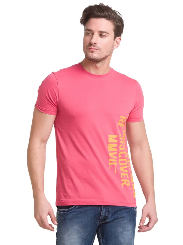 Being Human Regular Fit Men Crew Neck T-Shirts-Minarel Red