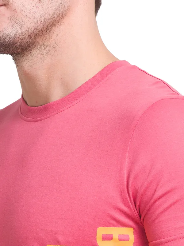 Being Human Regular Fit Men Crew Neck T-Shirts-Minarel Red