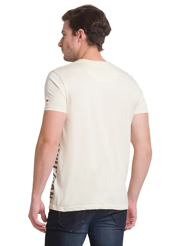 Being Human Regular Fit Men Crew Neck T-Shirts-Off White