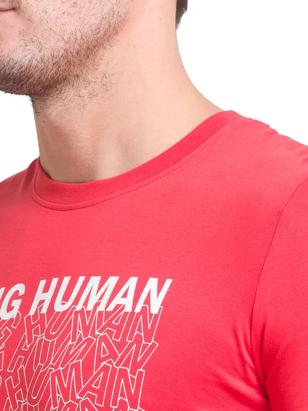 Being Human Regular Fit Men Crew Neck T-Shirts-Red