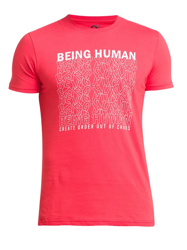 Being Human Regular Fit Men Crew Neck T-Shirts-Red