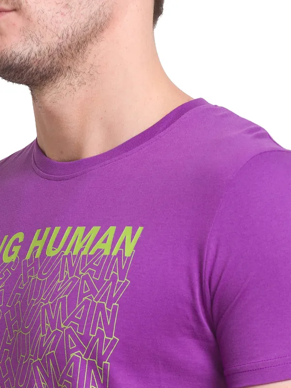 Being Human Regular Fit Men Crew Neck T-Shirts-Voilet