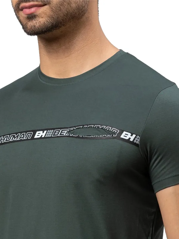 Being Human Regular Fit Men Crew Neck T-Shirts-Bayberry