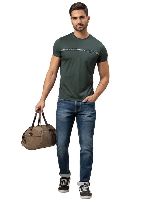 Being Human Regular Fit Men Crew Neck T-Shirts-Bayberry