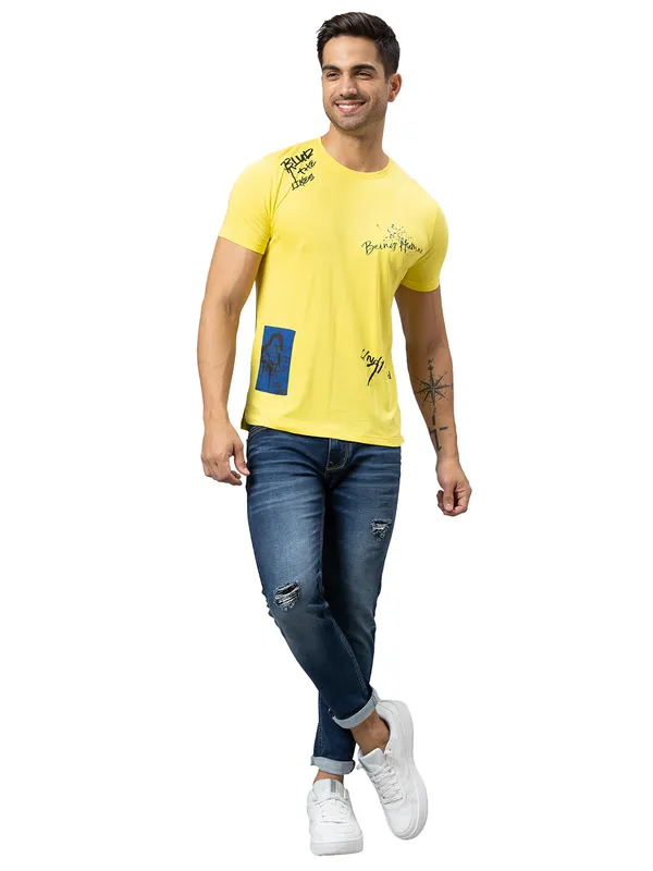 Being Human Clothing Men Regular Fit Crew Neck T-Shirts-Breezy Sun