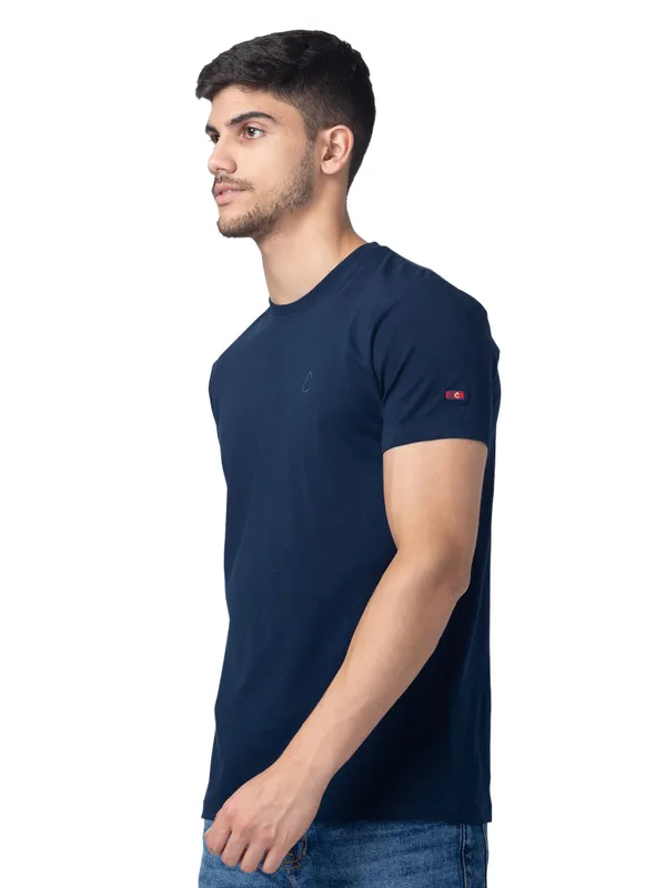 Being Human Regular Fit Men Crew Neck T-Shirts-Navy