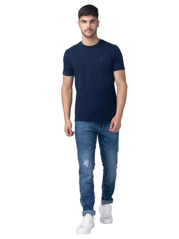 Being Human Regular Fit Men Crew Neck T-Shirts-Navy