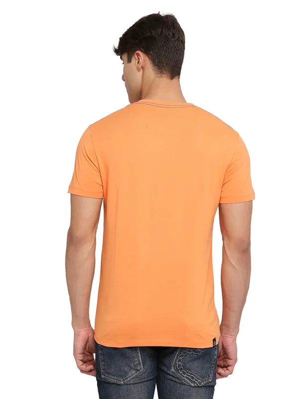 Being Human Regular Fit Men Crew Neck T-Shirts-Amber Glow