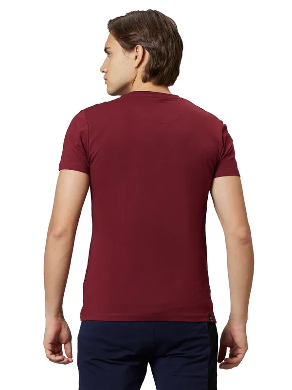 Being Human Regular Fit Men Crew Neck T-Shirts-Maroon