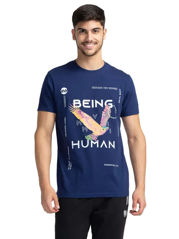 Being Human Clothing Men Regular Fit Crew Neck T-Shirts-Navy