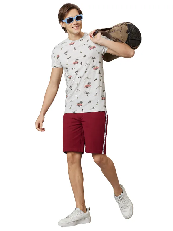 Being Human Clothing Men Regular Fit Crew Neck T-Shirts-Ecru Mel
