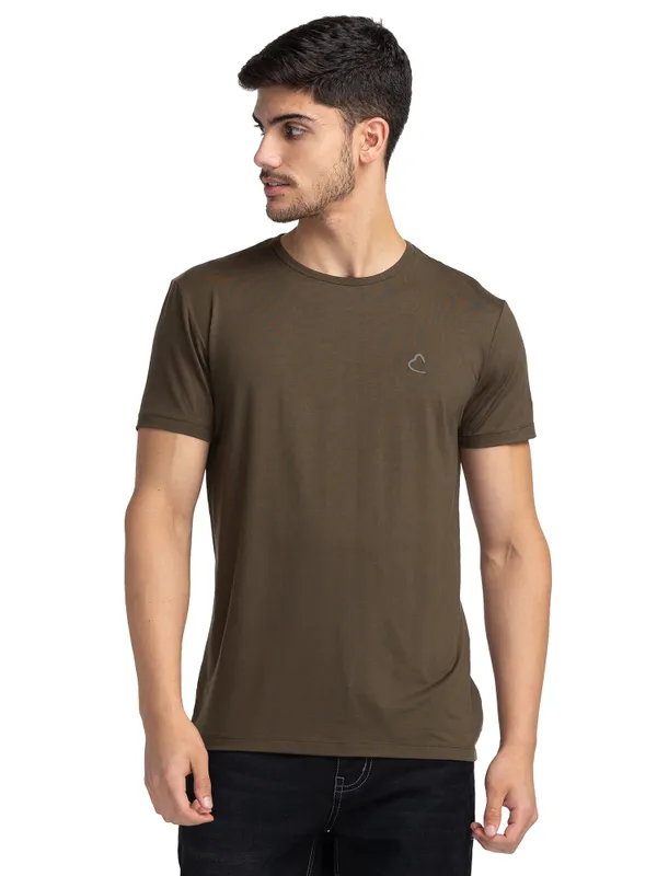 Being Human Regular Fit Men Crew Neck T-Shirts-Forest Green