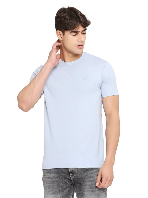 Being Human Regular Fit Men Crew Neck T-Shirts-Lt.Blue