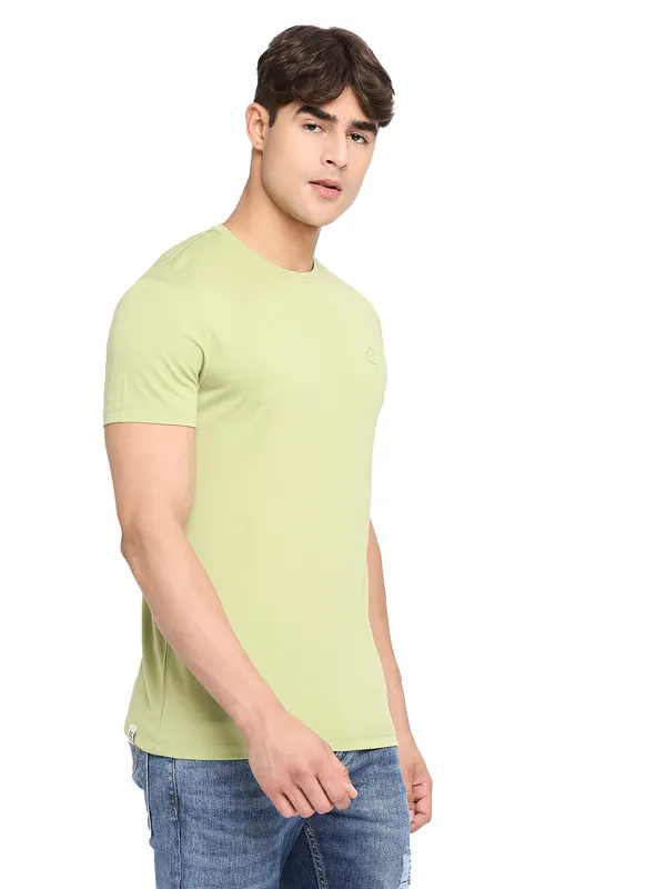 Being Human Regular Fit Men Crew Neck T-Shirts-Lt.Green