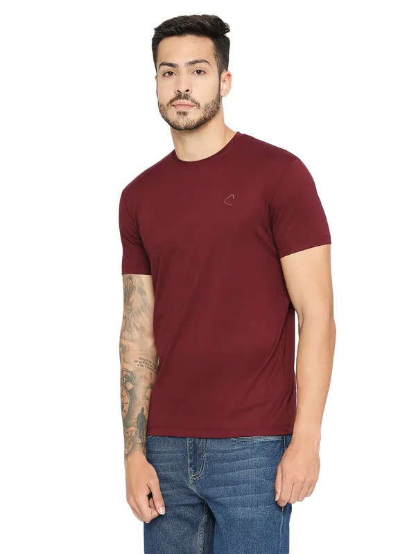 Being Human Regular Fit Men Crew Neck T-Shirts-Wine