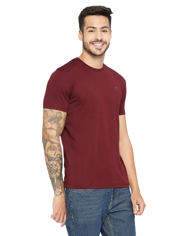 Being Human Regular Fit Men Crew Neck T-Shirts-Wine