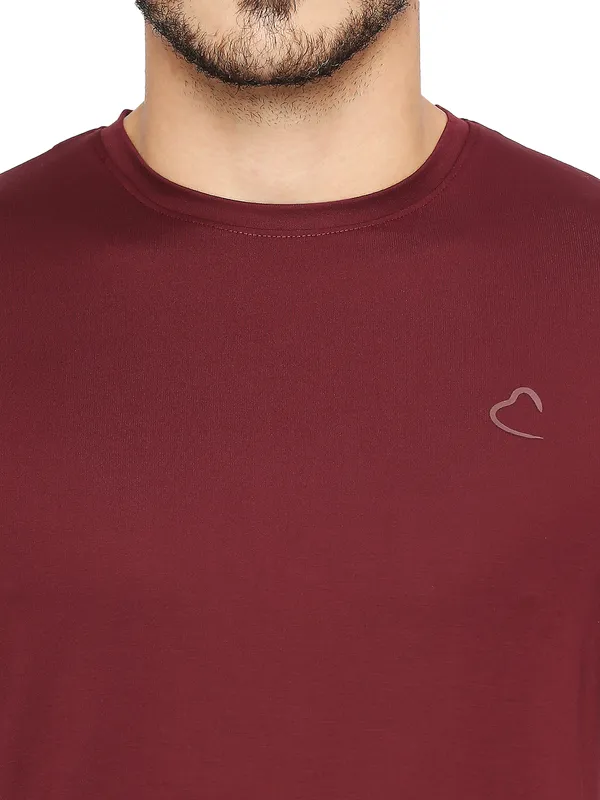 Being Human Regular Fit Men Crew Neck T-Shirts-Wine