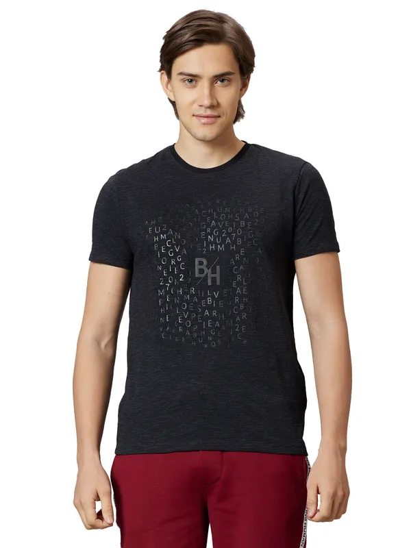 Being Human Regular Fit Men Crew Neck T-Shirts-Black