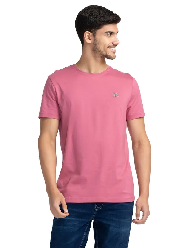 Being Human Regular Fit Men Crew Neck T-Shirts-Pink