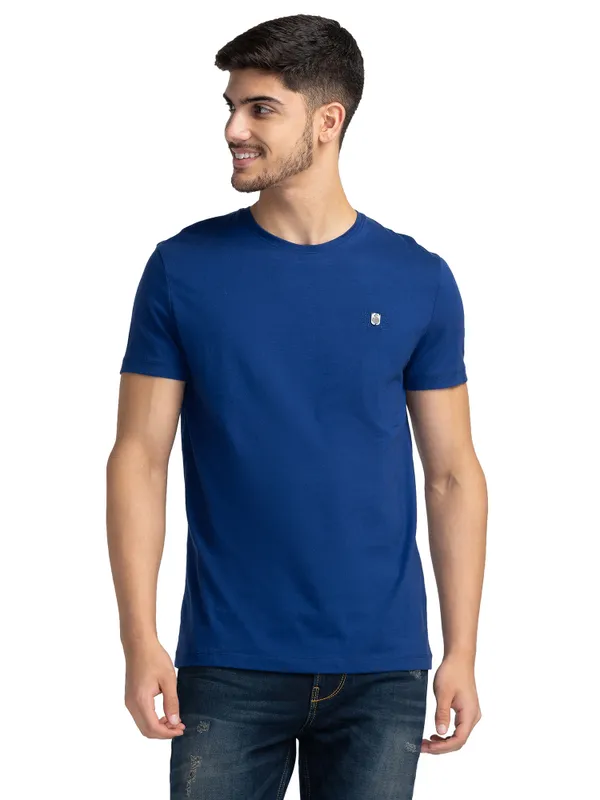 Being Human Regular Fit Men Crew Neck T-Shirts-Royal Blue