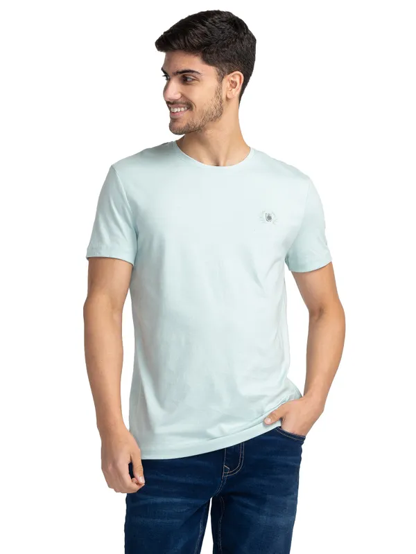 Being Human Regular Fit Men Crew Neck T-Shirts-Sea Green