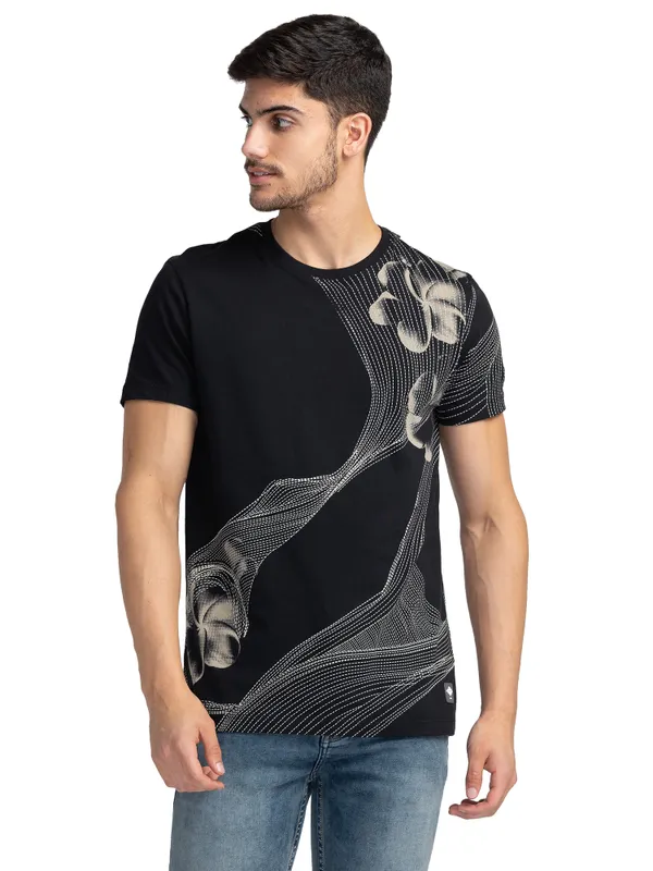 Being Human Regular Fit Men Crew Neck T-Shirts-Black