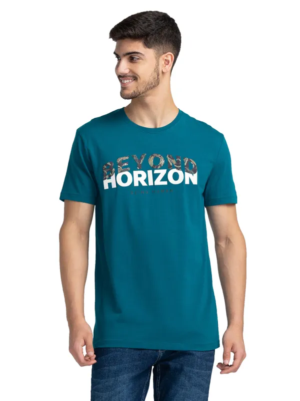 Being Human Clothing Men Regular Fit Crew Neck T-Shirts-Dark Teal