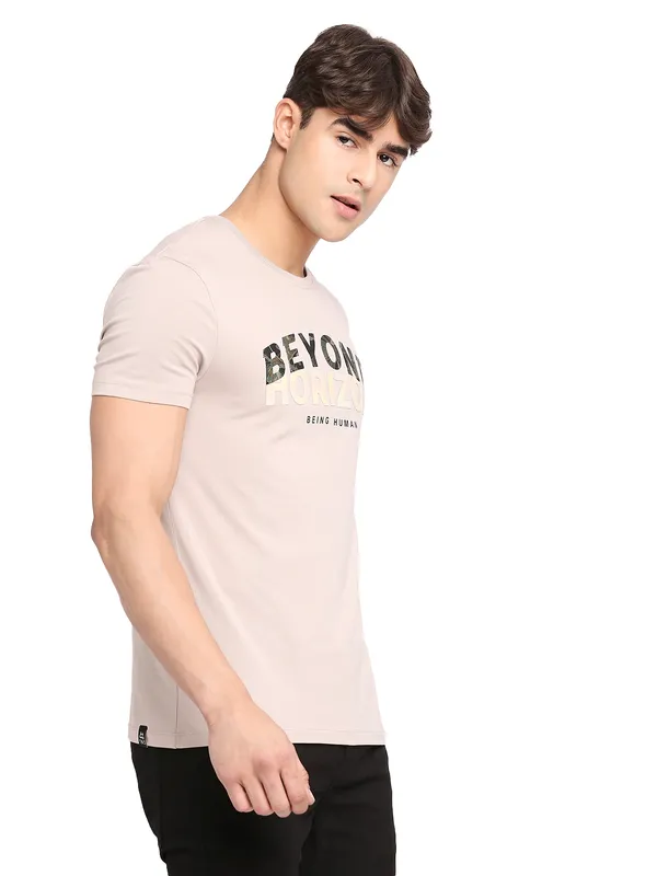 Being Human Clothing Men Regular Fit Crew Neck T-Shirts-Lt.Grey