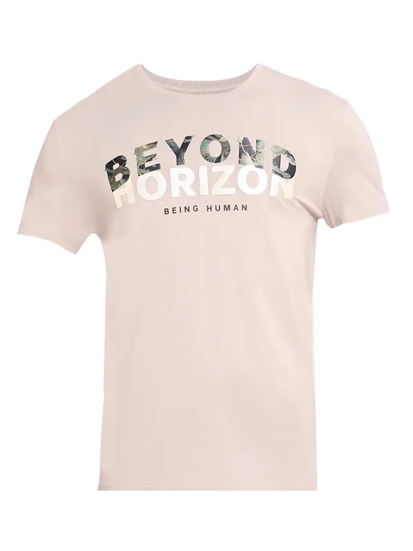 Being Human Clothing Men Regular Fit Crew Neck T-Shirts-Lt.Grey