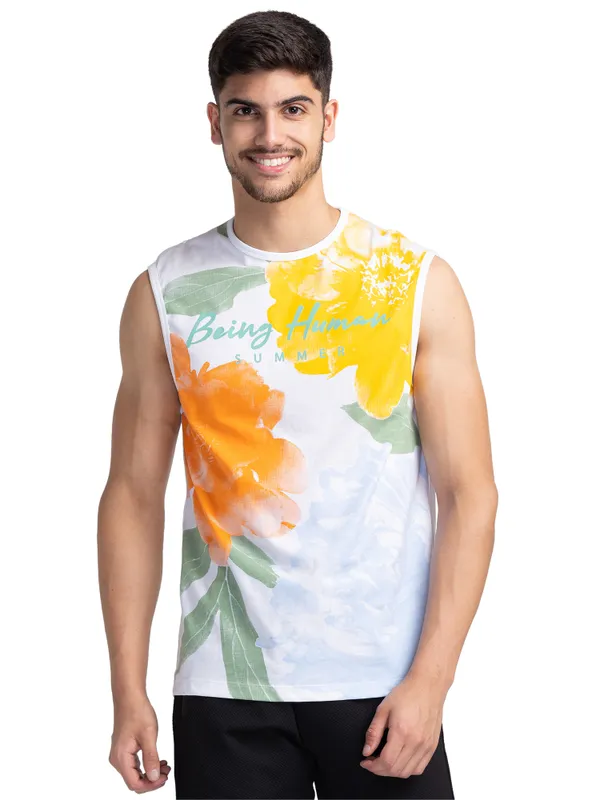 Being Human Clothing Men Regular Fit Crew Neck T-Shirts-Snow White