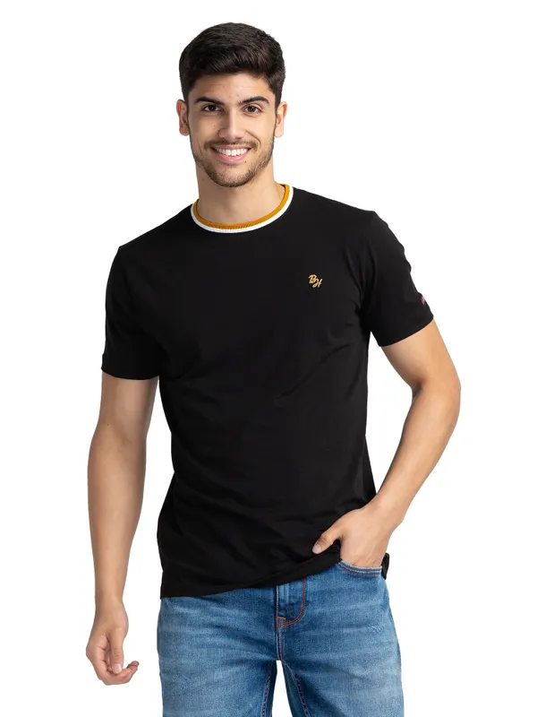 Being Human Regular Fit Men Crew Neck T-Shirts-Black