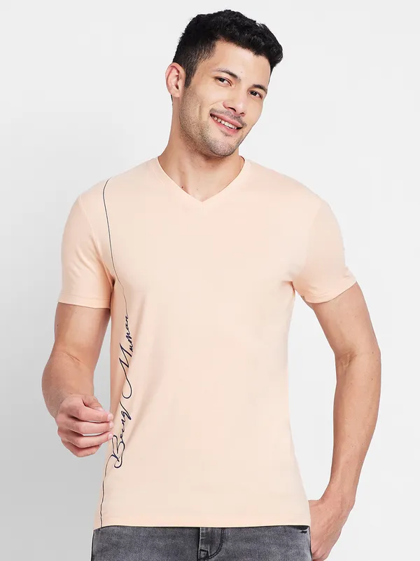 Being Human Clothing Men  T-Shirts-Apricot