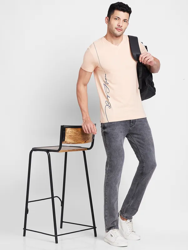Being Human Clothing Men  T-Shirts-Apricot