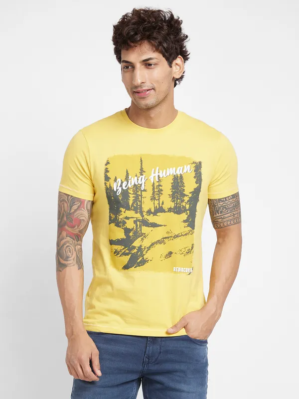 Being Human Men  T-Shirts-Yellow