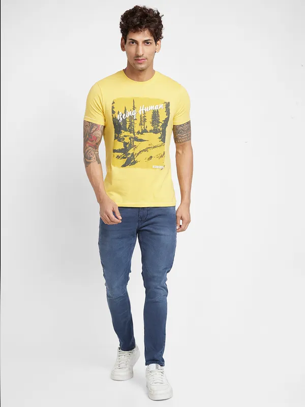 Being Human Men  T-Shirts-Yellow
