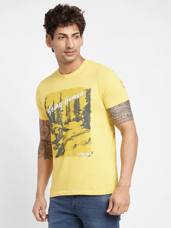 Being Human Men  T-Shirts-Yellow