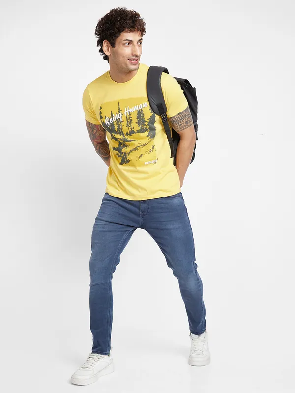 Being Human Men  T-Shirts-Yellow