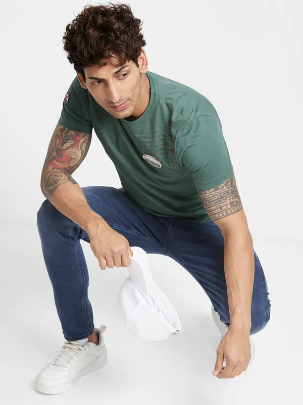 Being Human Clothing Men  T-Shirts-Forest Green